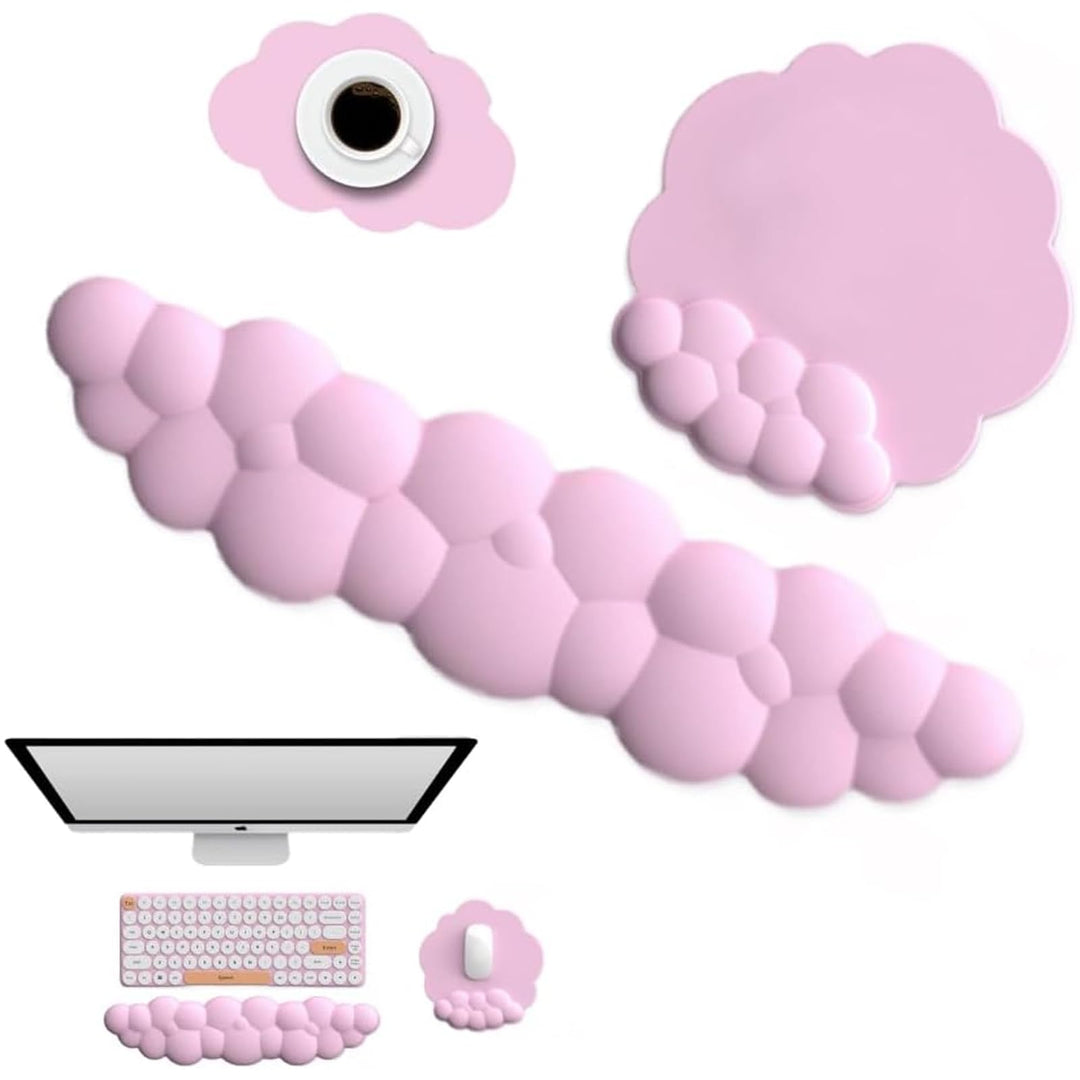 Delmkin Wolken Mauspad mit Handgelenkauflage Set Ergonomisch Mousepad Handgelenkstütze Tastatur Hand