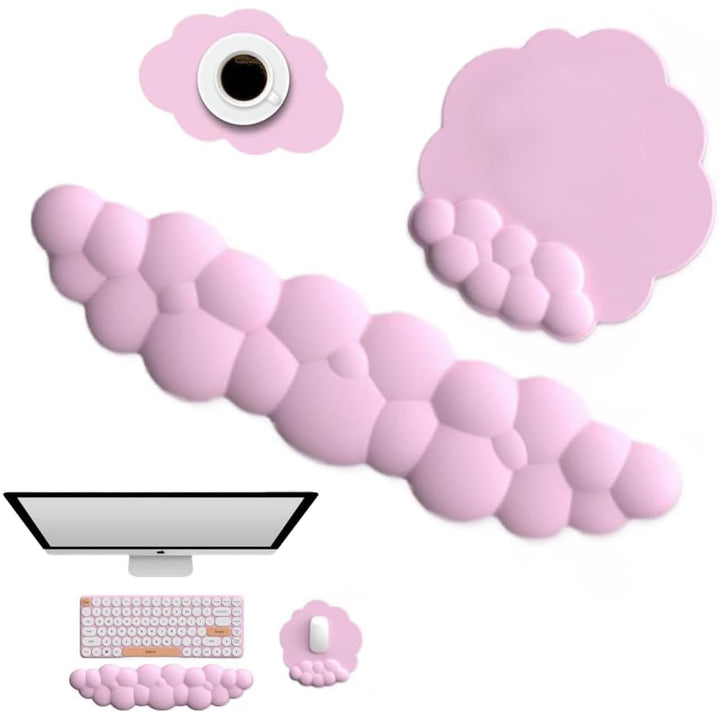 Delmkin Wolken Mauspad mit Handgelenkauflage Set Ergonomisch Mousepad Handgelenkstütze Tastatur Hand