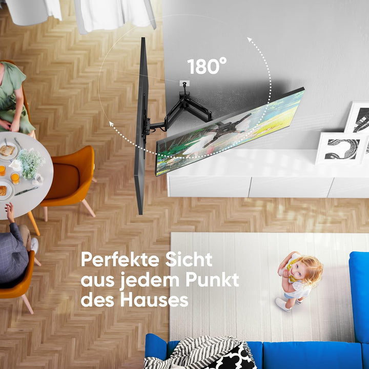ONKRON TV Wandhalterung schwenkbar für 32-65 Zoll TVs bis zu 35 kg, universal TV Wandhalterung auszi