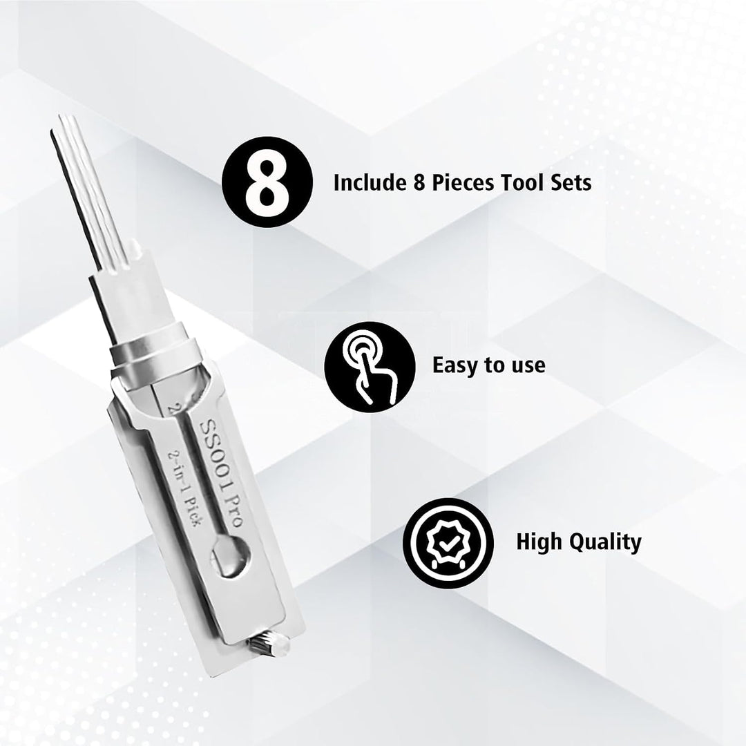 SS001 Dietrich-Werkzeug für Doppelrillentürschloss Pro, Edelstahl | Stainless Steel Key, 2-in-1-Deco