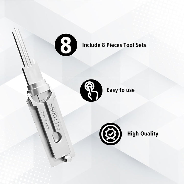 SS001 Dietrich-Werkzeug für Doppelrillentürschloss Pro, Edelstahl | Stainless Steel Key, 2-in-1-Deco