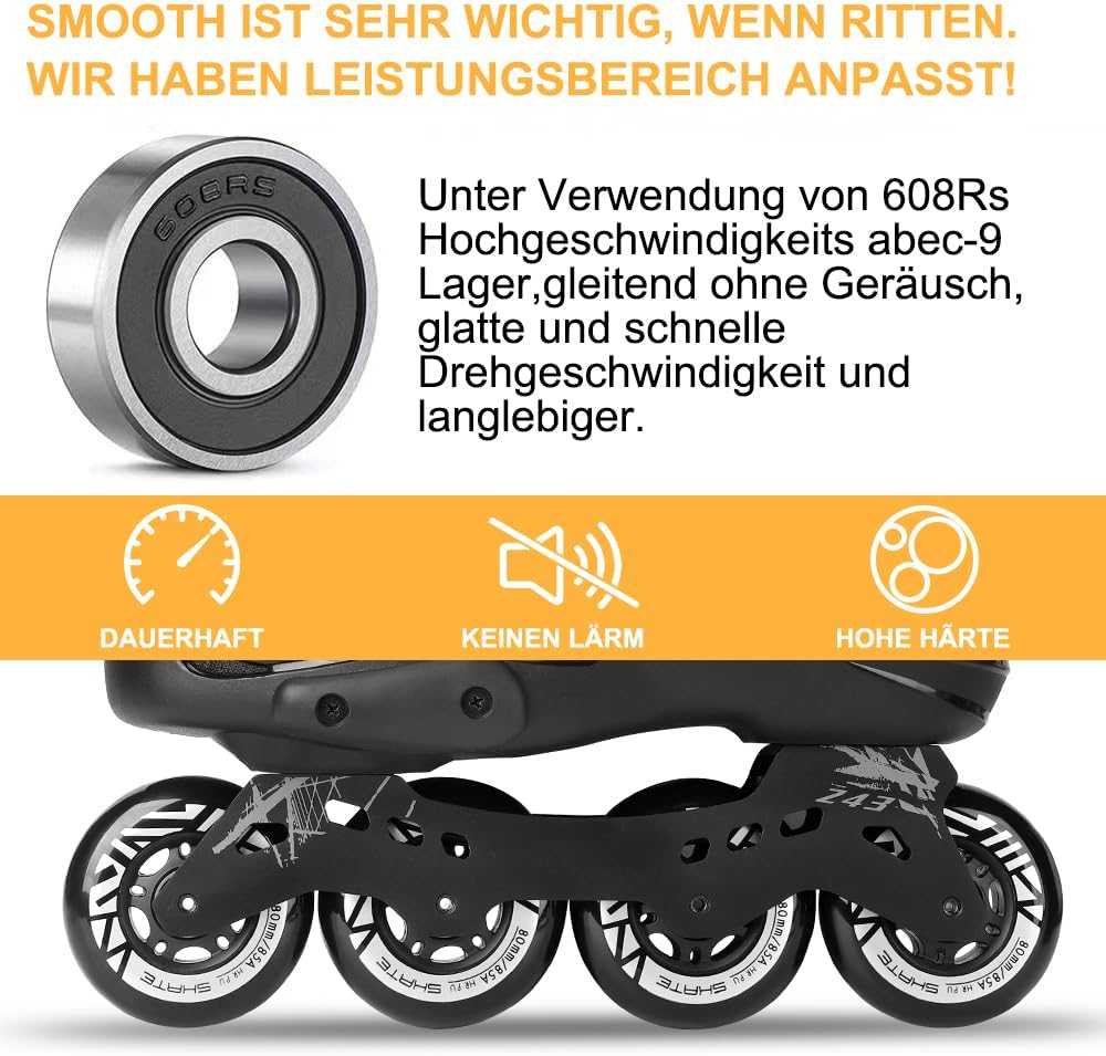 Inline Skate Rollen 80mm 76mm 72mm - 8 Stück Inline Skate Räder 85a inliner rollen mit kugellager AB