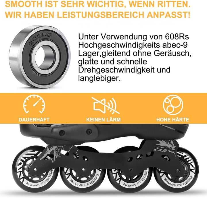 Inline Skate Rollen 80mm 76mm 72mm - 8 Stück Inline Skate Räder 85a inliner rollen mit kugellager AB