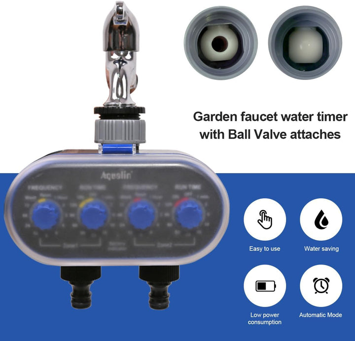 Bewässerungsuhr mit Zwei Auslässen Garten Bewässerungscomputer Wasser Zeitschaltuhr Blau/Kein Bildsc
