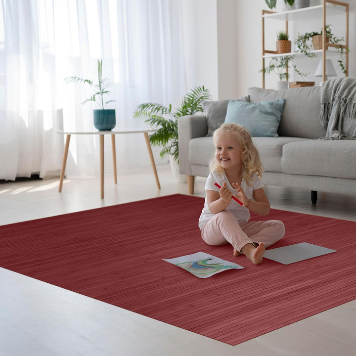 DE-COmmerce Bambusteppich Massive Aurora, 40x60 cm, 17mm gehärtete Stege, Teppich ohne Bordüre, Bamb
