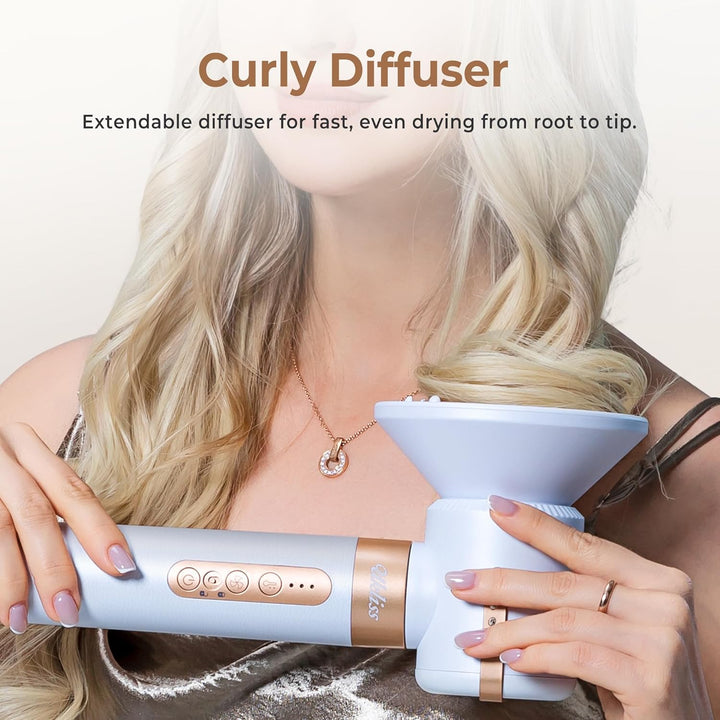 UKLISS 7 in 1 Airstyler &amp; Haartrockner Pro, Föhn Set High Speed 110,000RPM mit Luft-Lockenstab Föhnb