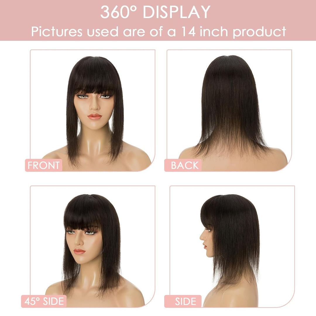 Clip in Extensions Echthaar Topper Extensions Echthaar mit Pony(11cm lang) Haarteile Echthaar Toupet
