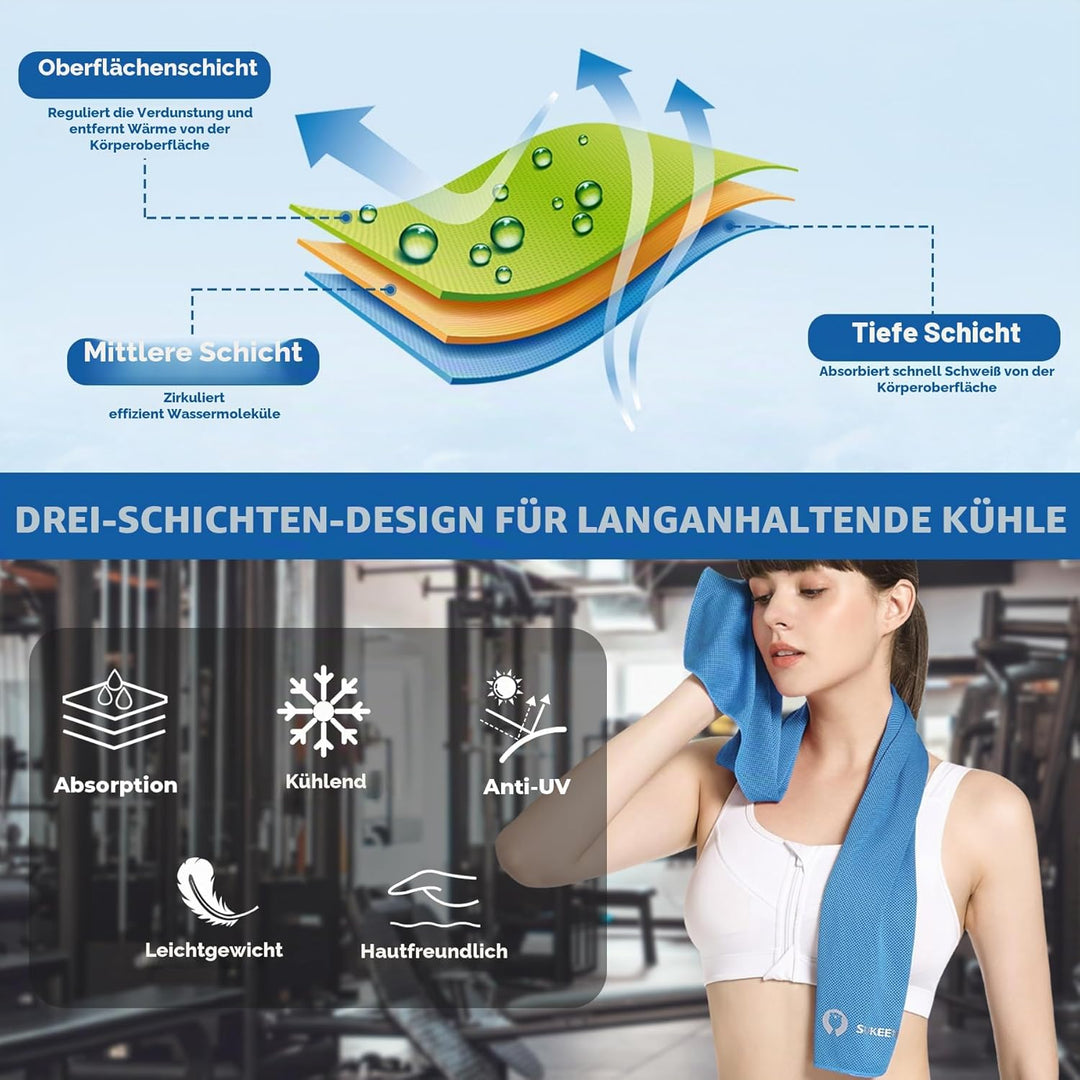 Sukeen Kühltuch Set, kühlendes Handtuch Kühltücher Hals, Handtuch kühlend, Cooling Towel, Kühltücher