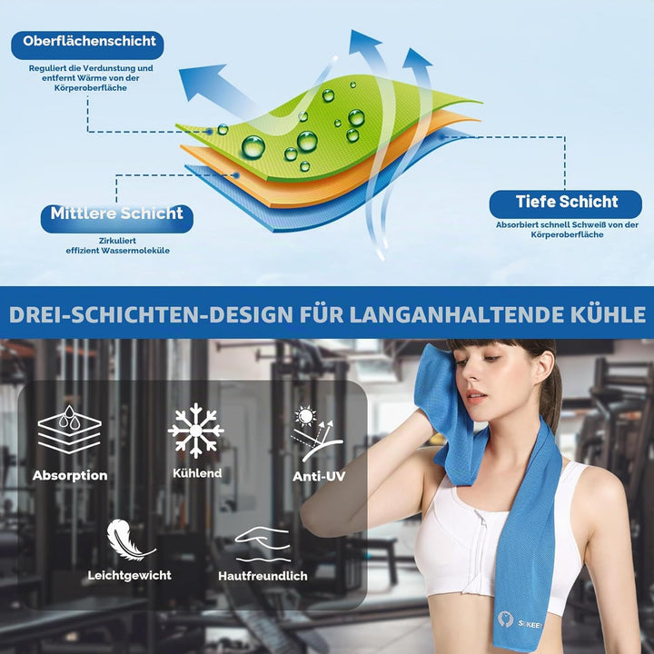 Sukeen Kühltuch Set, kühlendes Handtuch Kühltücher Hals, Handtuch kühlend, Cooling Towel, Kühltücher