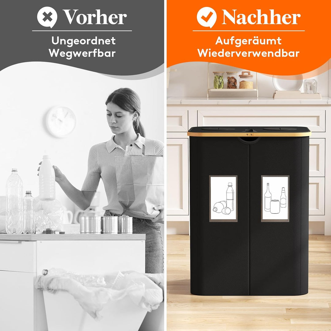 Lifewit 150L Pfandflaschen Sammelbehälter, Flaschen Organizer mit Deckel, Flaschensammler Leergut 2