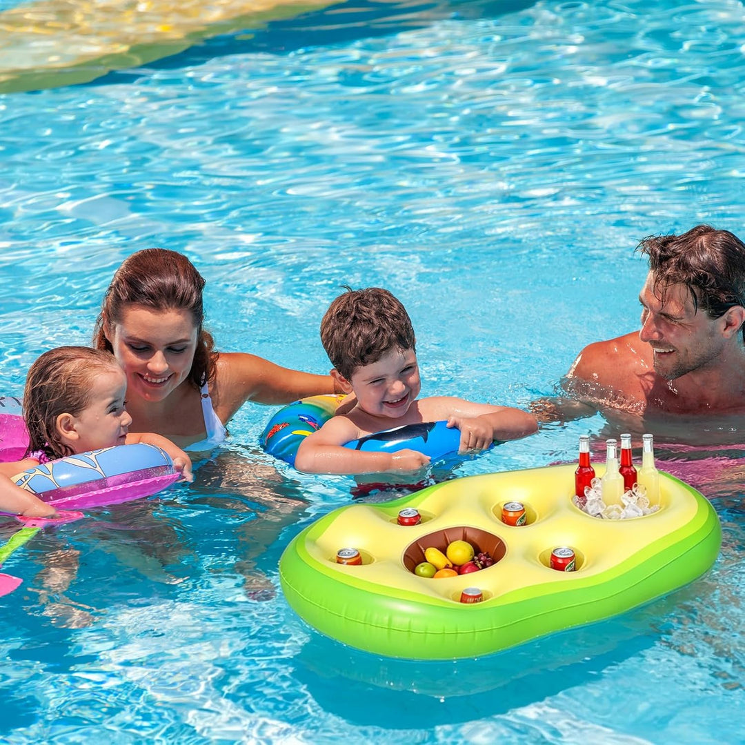Pool Bar Aufblasbarer Getränkehalter, 2 in1 Avocadoform Getränke Snackhalter, 8 Löcher Grosse Kapazi