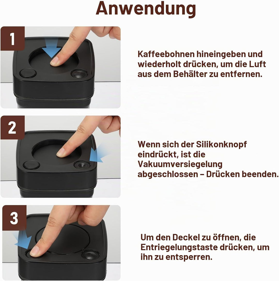 Romon Kaffeedose Luftdicht, 1.2L Edelstahl Vakuum Kaffeebohnen Behälter, Aufbewahrungsdose mit Dicht