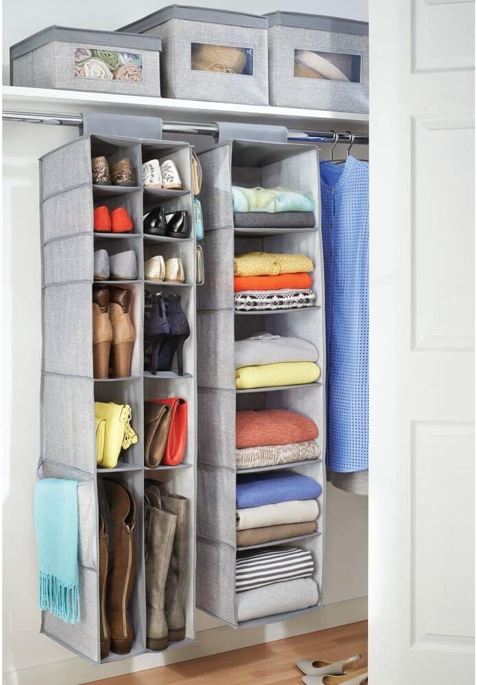 mDesign hängender Stoffschrank - der ideale Hängeschrank aus Stoff mit 6 Regalen - perfekte Hängeauf