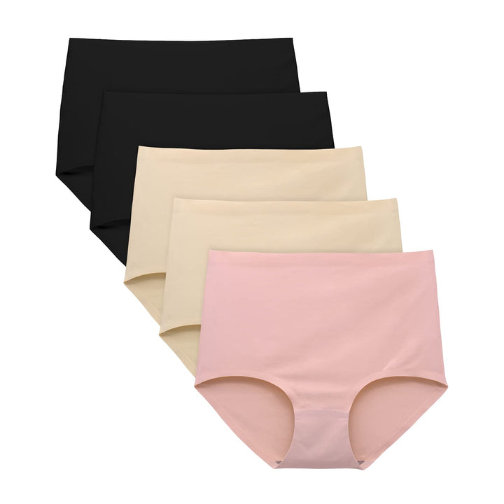 FallSweet No Show Slip mit hoher Taille Unterwäsche für Damen Seamless Panties, 5er Pack, 2schwarz2b