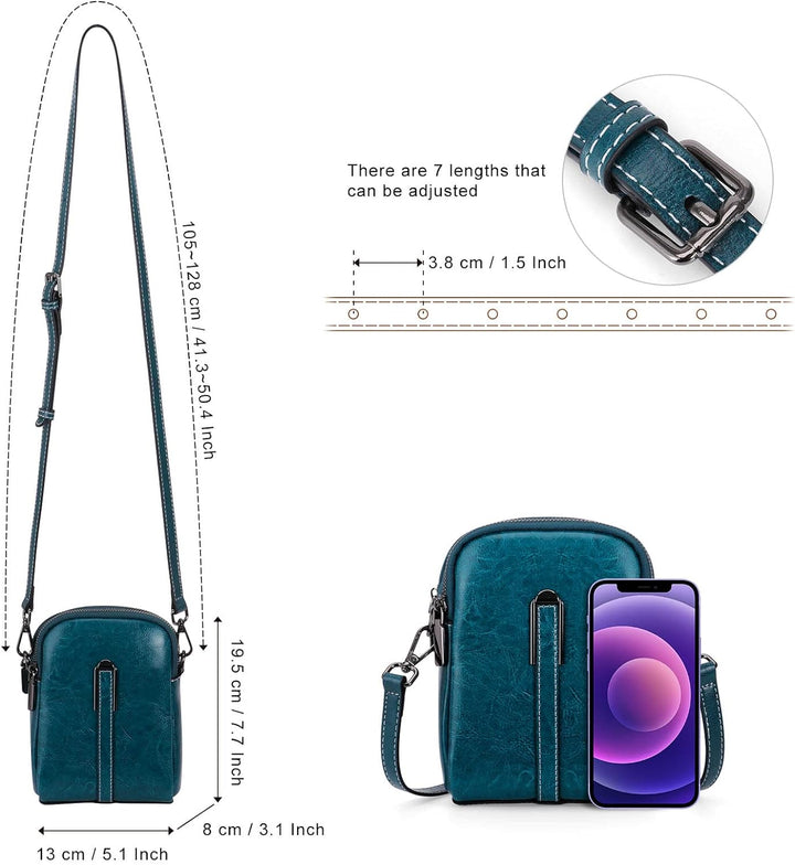 HUA ANGEL UmhäNgetasche Handy Mit GeldböRse Echtleder Leicht Kleine Handtasche Mini Schultertasche B