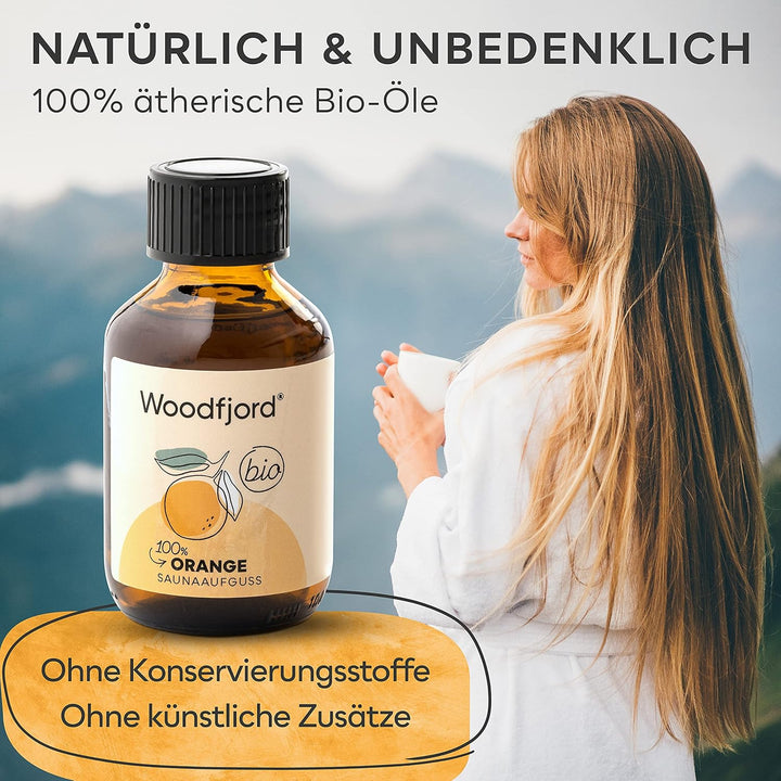 Saunaaufguss Orange BIO 100 ml I Premium Sauna Aufgussmittel für authentische und nachhaltige Saunae