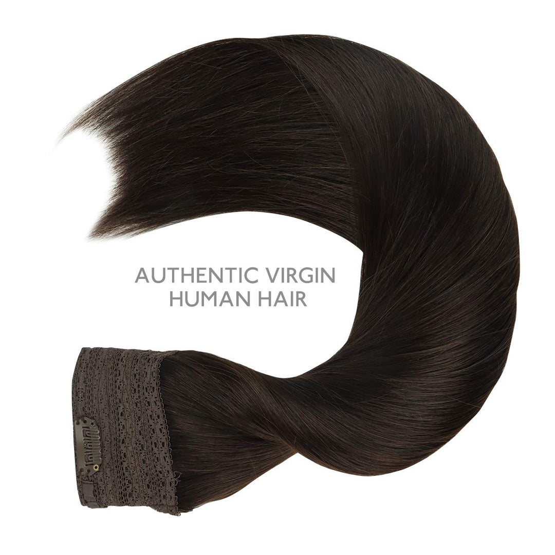 WENNALIFE Secret Hair Extensions Echthaar, 40cm 16 Inch 95g Dunkel Braun Remy Haarverlängerung Echth