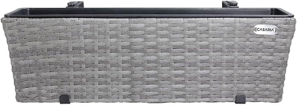 Casaria® Blumenkasten 2er Set 11 Liter Montagehalterung Indoor Outdoor Geländerkasten Balkonkasten P