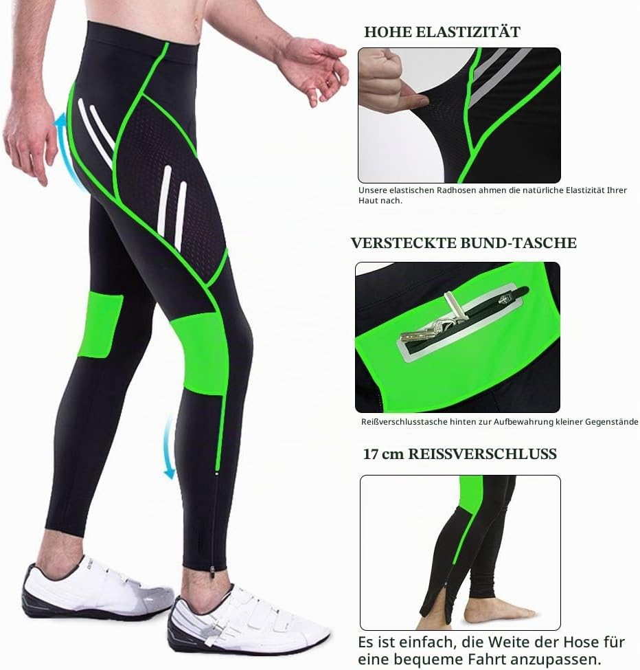 MEETWEE Herren Radlerhose Lange Fahrradhose, Kompression Radhose Leggings Radsport Hose für Männer E