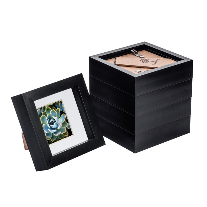 Nicola Spring 3D-Box Fotorahmen - 4 X 4 mit 2 X 2 Halterung - Schwarz/Weiss - Pack Von 5