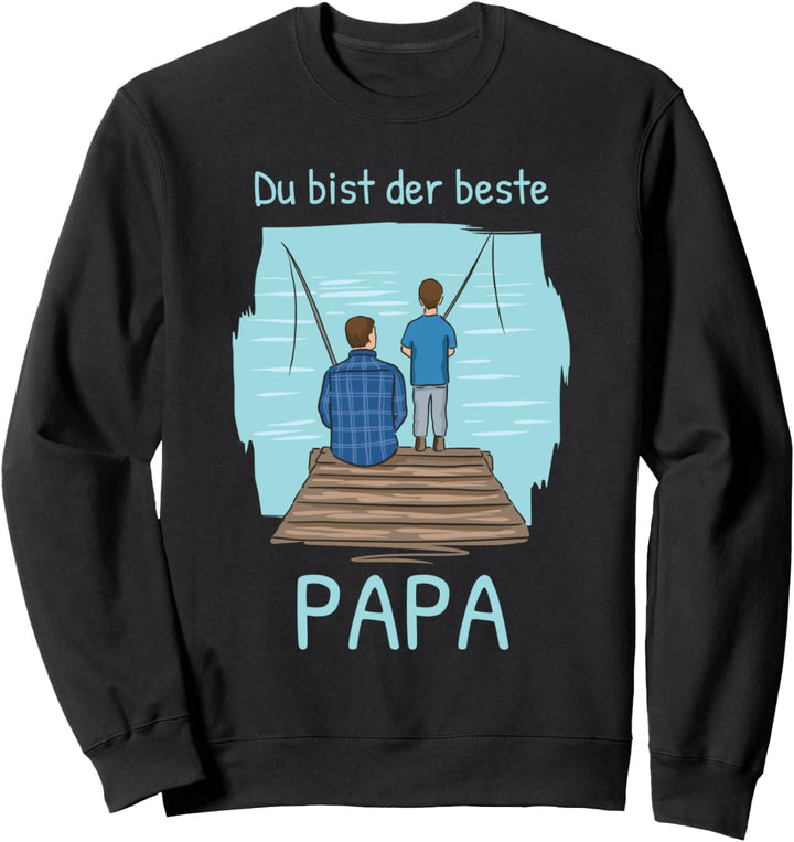 Du bist der beste Papa - Vater Sohn Angeln - Vatertag Sweatshirt