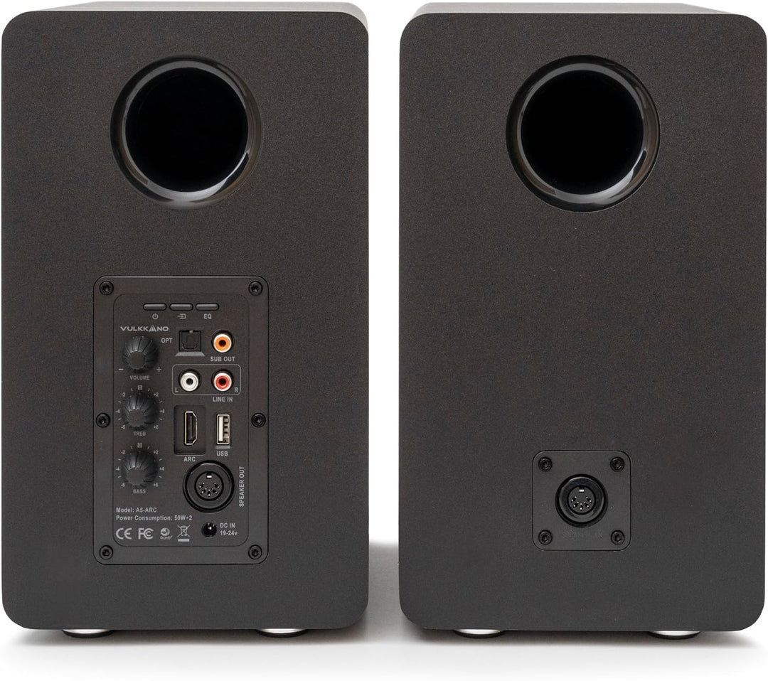 VULKKANO A5 ARC Aktivlautsprecher mit 5.25" Woofer, Bluetooth 5.0, HDMI ARC, Optische, RCA, USB, mit