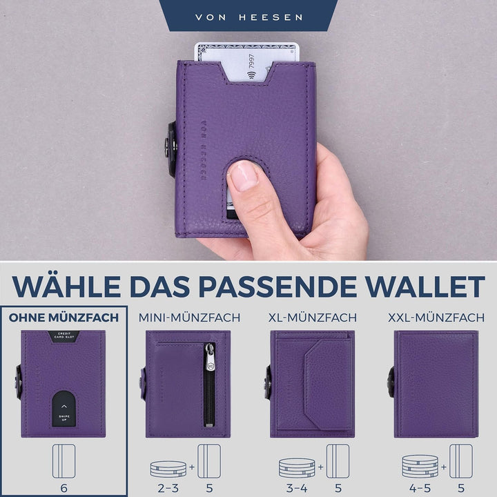 VON HEESEN Slim Wallet mit RFID Schutz - Geldbörse Herren klein - Mini Geldbeutel Damen Portmonee -