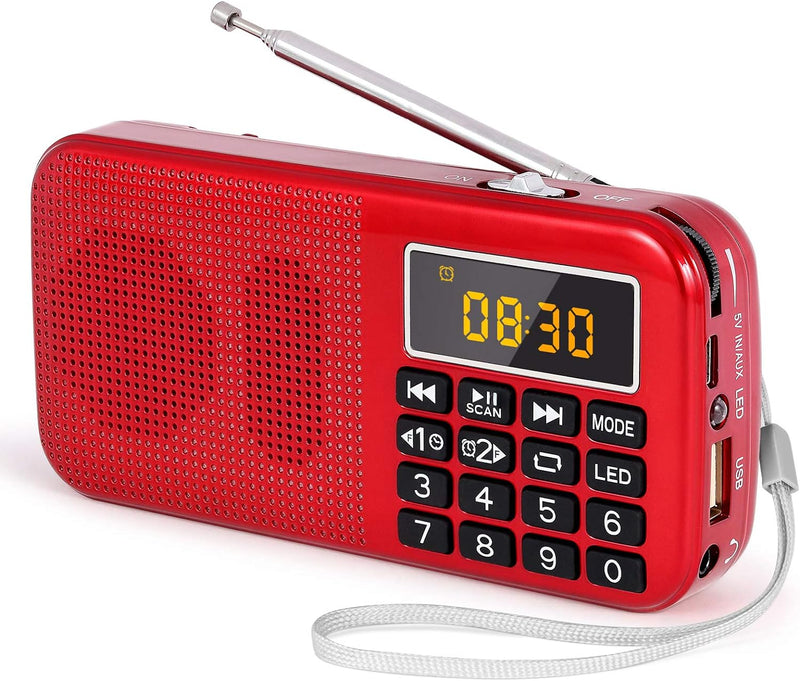 PRUNUS J-725 FM UKW Radio Klein, Kofferradio Tragbares Radio Wecker, Radio Batteriebetrieben mit 300