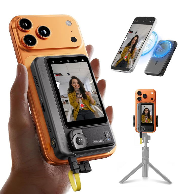 7RYMS Qshot V2 Kabelgebundener Selfie-Monitor für iPhone 17/16 & Android, Magnetischer Smartphone Mo