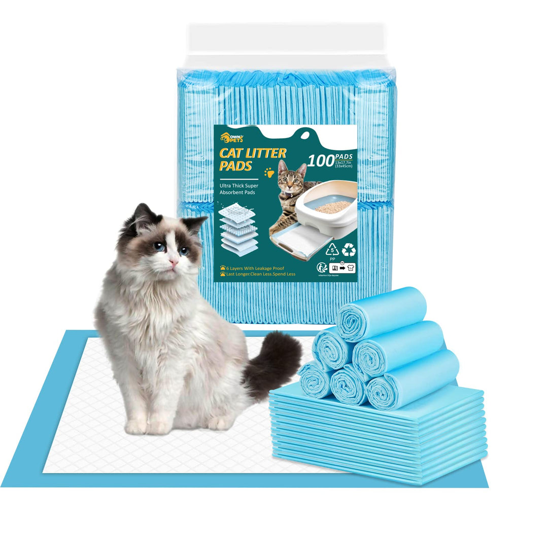 Ownpets Katzenstreu-Pads 45 x 33 cm auslaufsicher, 6-lagig, Kätzchen-Trainingspads Katzentoilette, U
