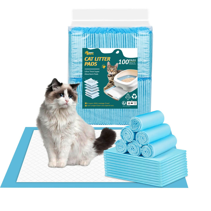 Ownpets Katzenstreu-Pads 45 x 33 cm auslaufsicher, 6-lagig, Kätzchen-Trainingspads Katzentoilette, U