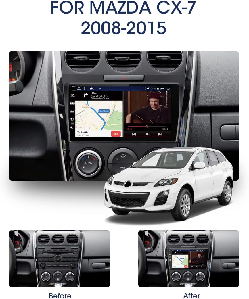 9 Zoll Autoradio für Mazda CX-7 (2008-2015) GPS Navigation - Wireless CarPlay Android Auto - Rückfah