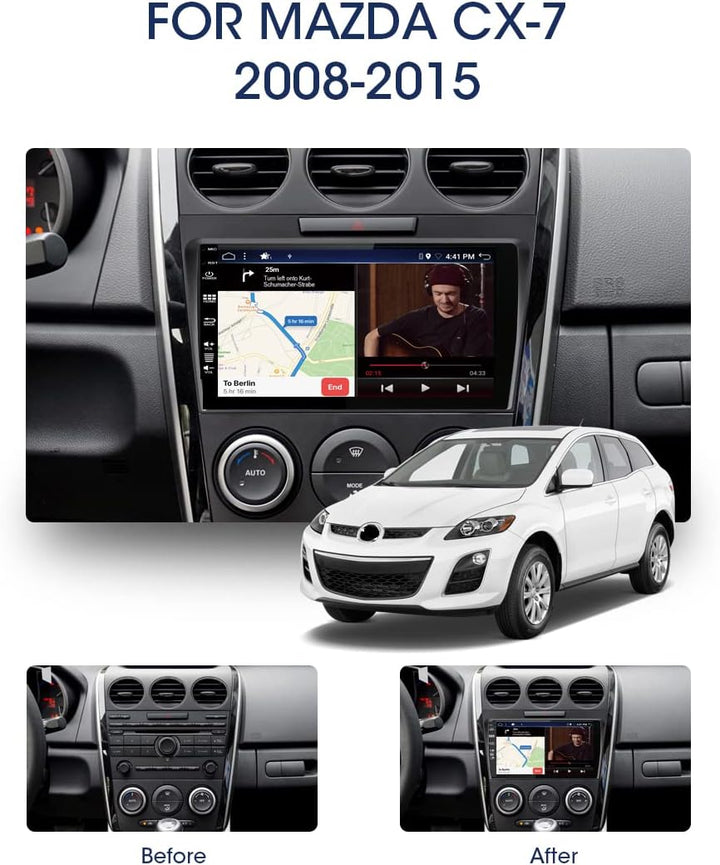 9 Zoll Autoradio für Mazda CX-7 (2008-2015) GPS Navigation - Wireless CarPlay Android Auto - Rückfah