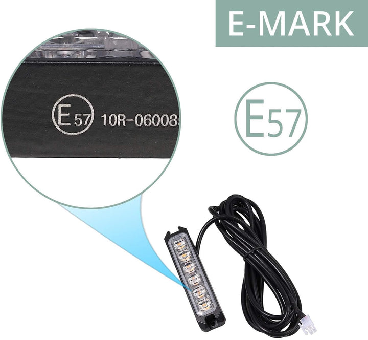 COLFULINE 4X 6 Led Frontblitzer Blitzer,12/24V Warnlicht Stroboskoplicht, 24W IP68 Blitzmodul Notfal