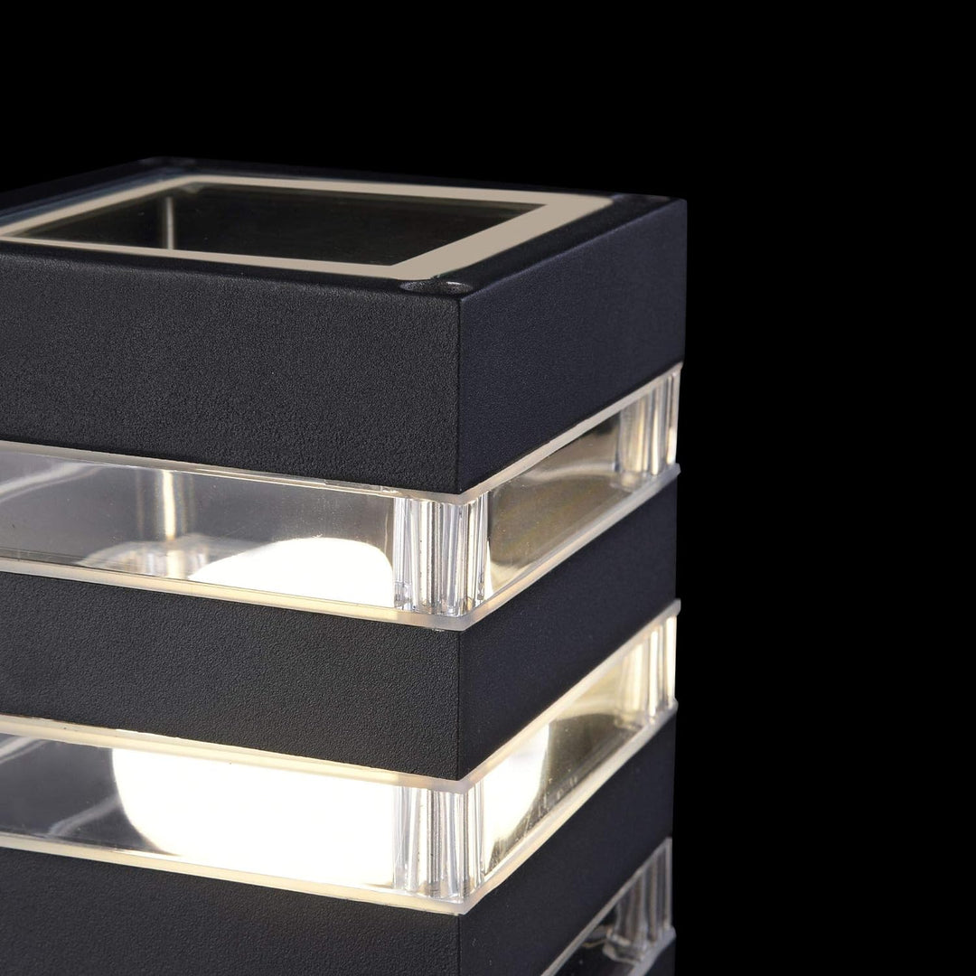 Schwarze Wegeleuchte, aus Aluminium, Säule eckig, IP54, Glasschirm, 1-flammig, excl. 1 X E27 (60W) O