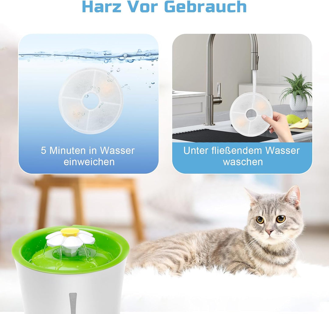 Katzenbrunnen Filter, 6 Stück Ersatzfilter für 3L Katzenbrunnen Aktivkohle und Ionenaustauschharz Fi