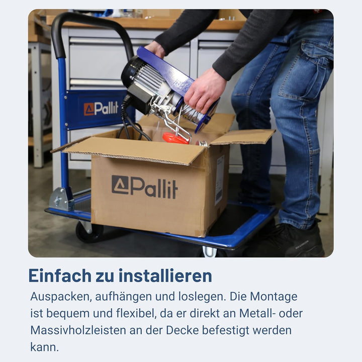 Pallit elektrische Seilwinde HOIST | 500 kg/12 m | 1000 kg/6 m | inkl. Fernbedienung mit 1,6 m Kabel