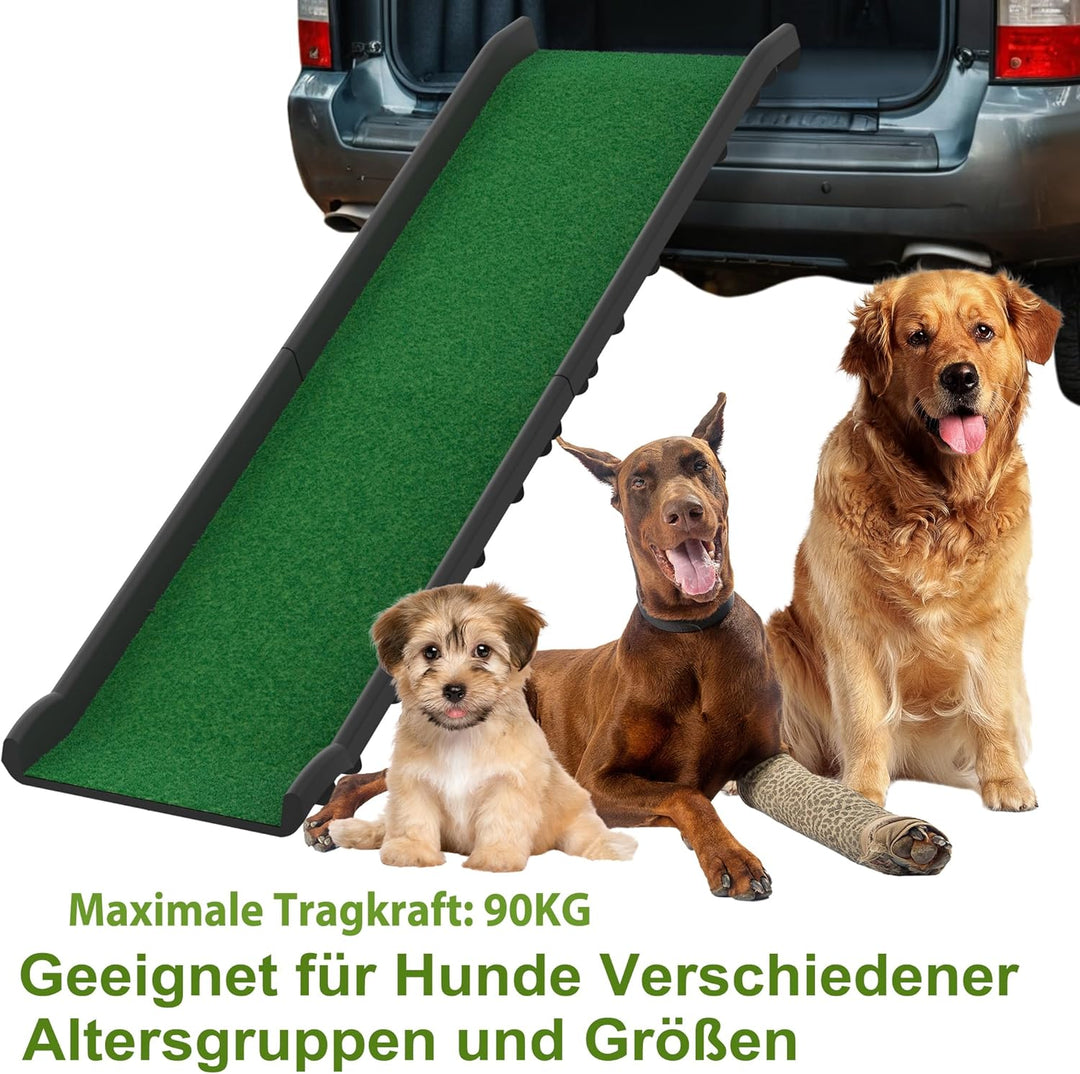 Hunderampe Auto klappbar 156 x 40cm Kunststoff Anti-Rutsch Autorampe Kofferraumrampe für Haustiere H