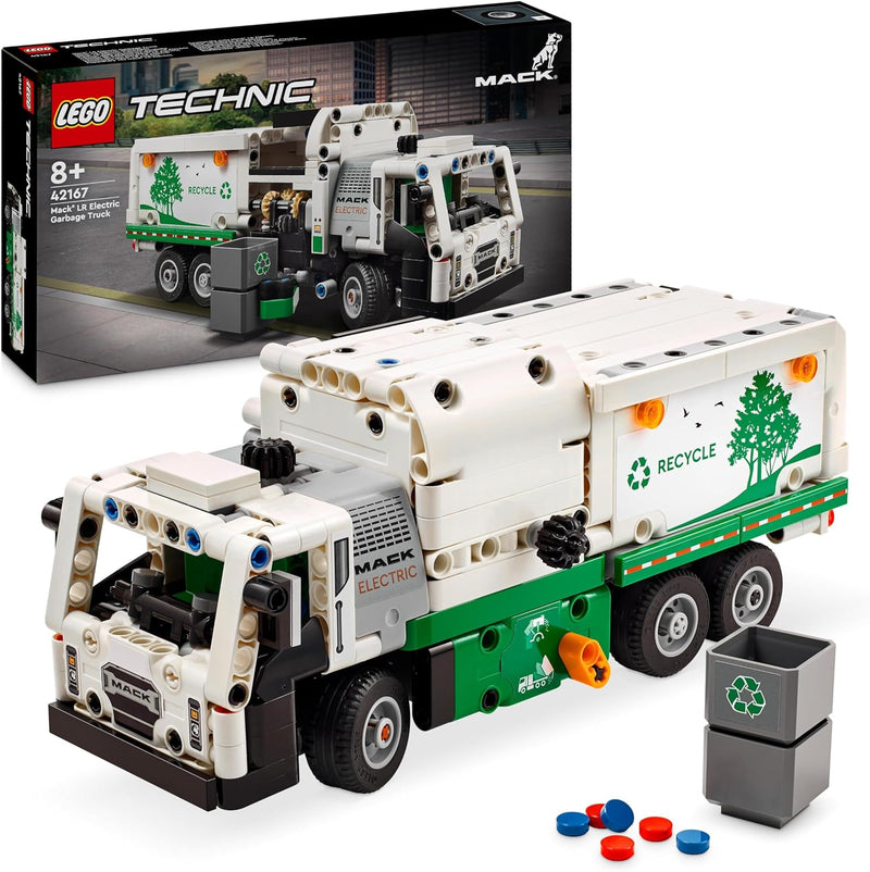 Lego Technic Mack LR Electric Müllwagen, Müllauto-Modell für Recycling-Rollenspiele, Baubares LKW-Sp