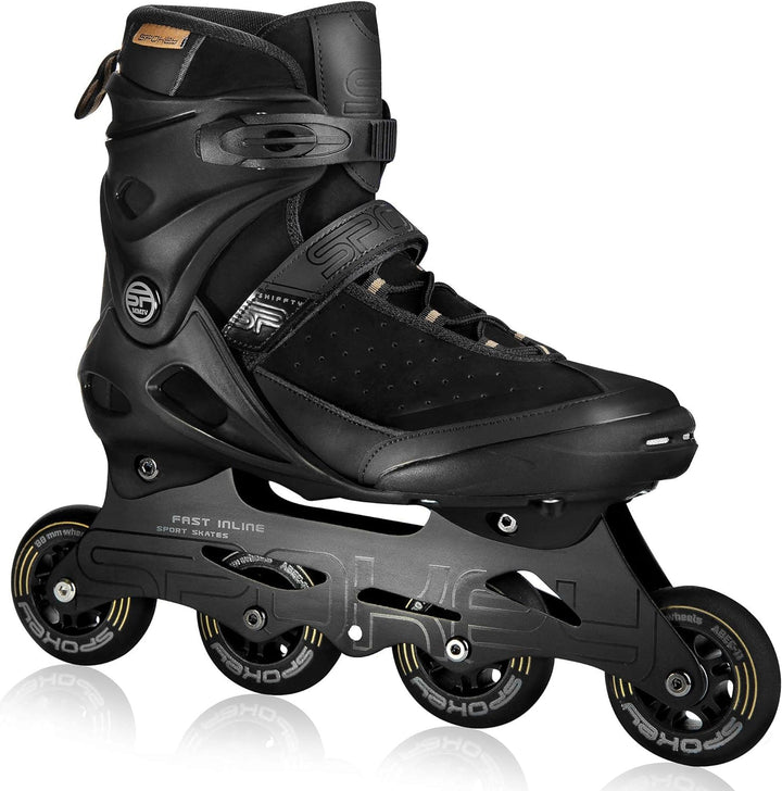 Spokey SHIFFTY PRO Inline Skates für Erwachsene bis max. Naturleder. Gewicht 100 kg, Alu-Schienen, K