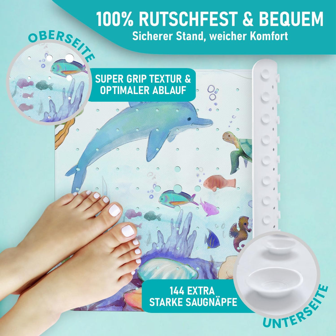 arteneur® - Duschmatte rutschfest 53x53 cm | Antirutschmatte Dusche | Inkl. Aufhängung | Schimmelres