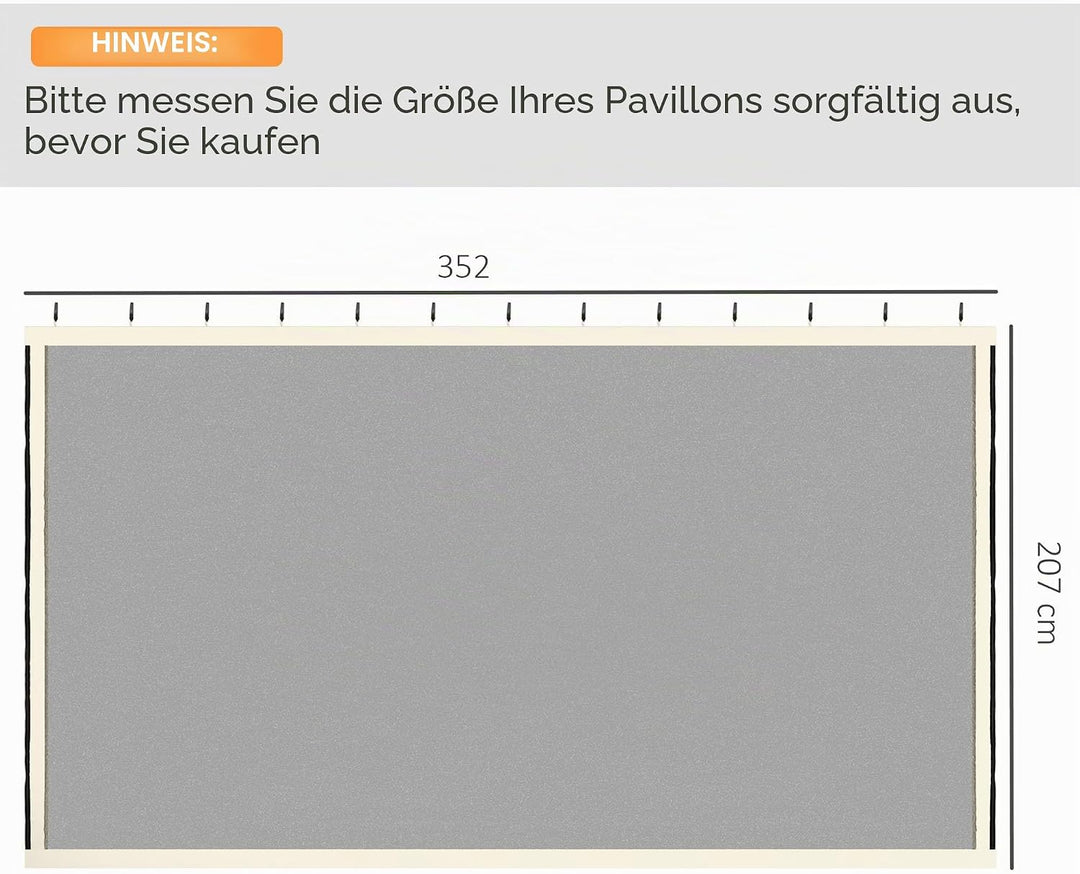 Outsunny Moskitonetze für Pavillon Barnum Gartenpavillon 3 x 4 m – Set mit 4 Moskitonetzen mit Reiss