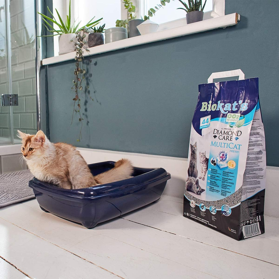 Biokat's Diamond Care MultiCat Fresh mit Duft - Feine Katzenstreu mit Aktivkohle speziell für Mehrka