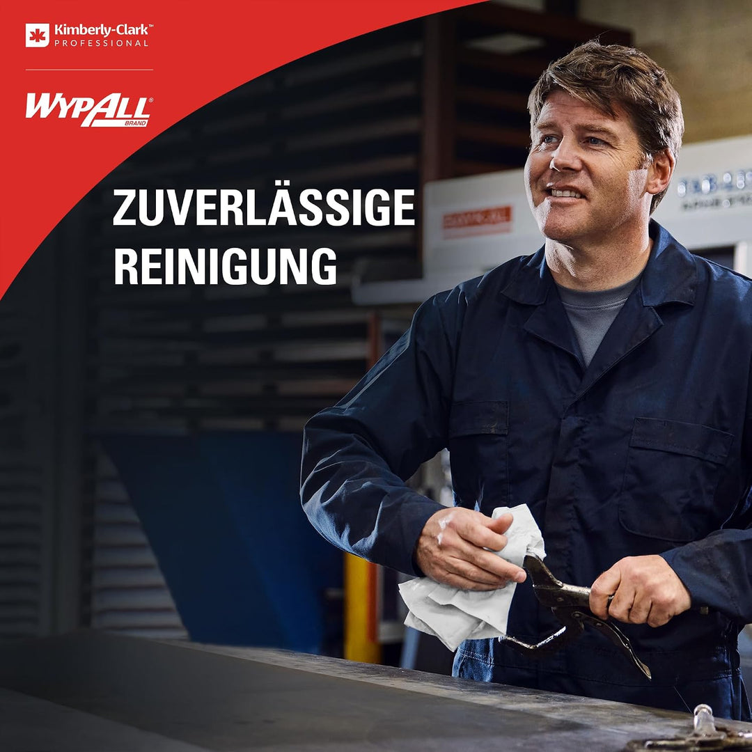 WypAll X70 Power Clean Reinigungstücher 8296 – wiederverwendbare Tücher – 1 BRAG-Box x 200 weisse sa