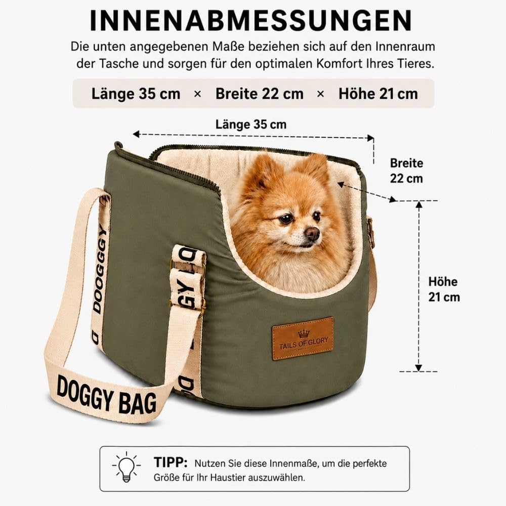 Hundetragetasche mit Reisebett für kleine Hunde und Katzen bis 8 kg | Tails of Glory: Transporttasch