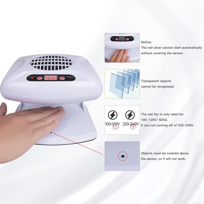 Air Nail Dryer mit automatischem Sensor, 300 W Timing Air Nail Fan Föhn für beide Hände und Füsse, w