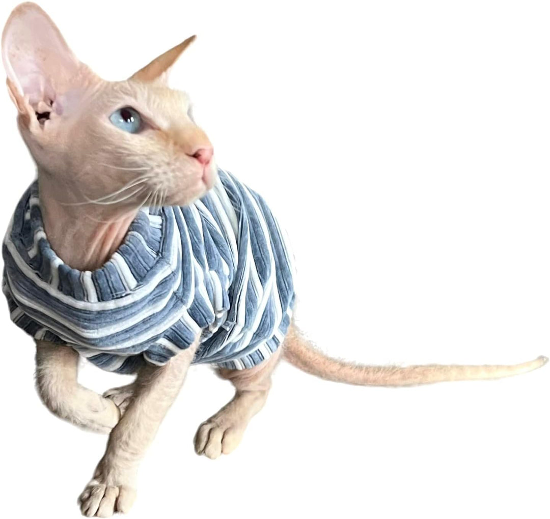 Kotomoda Katzen Kleidung T-Shirt Kord staubblau fur Sphynx Katzen (S), S