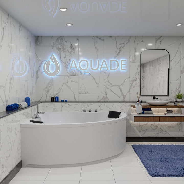 AQUADE Acryl Eckbadewanne 150x150 Modell: Koblenz - Weiss Badewanne Komplettset 150x150 - Badewanne
