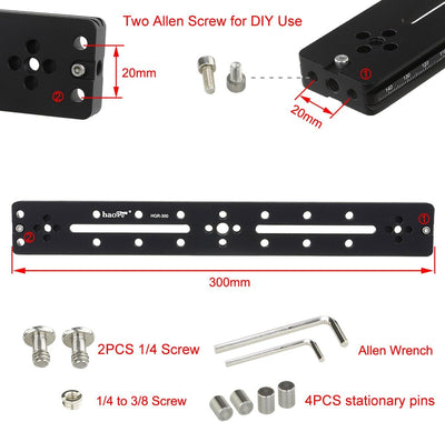 Haoge HQR-300 300 mm Mehrzweck-Schnellwechselplatte für Kamerastativ, Kugelkopf, Klemme für Arca Swi