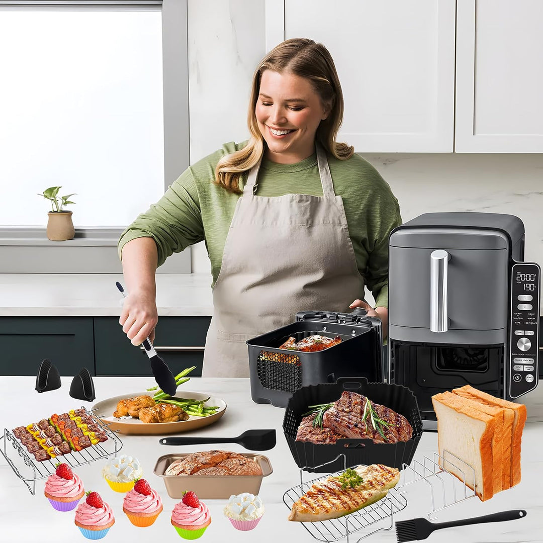 21 PCS Ninja Heissluftfritteuse Zubehör, Airfryer Zubehör für Ninja Double Stack XL 9.5 l Heissluftf